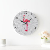 Cute Girly Pink Elegant Flamingo Grote Klok (Huis)
