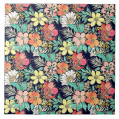 Cute Girly Pink Floral Golden Strokes Design Tegeltje (Voorkant)