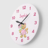 Cute Girly Pink Floral Kitten Wall klok (Hoek)