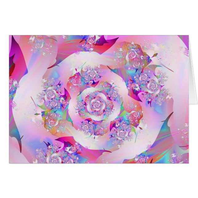 Cute Girly Pink Floral Vector Roos (Voorkant Horizontaal)