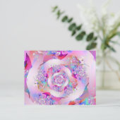 Cute Girly Pink Floral Vector Roos Briefkaart (Staand voorkant)