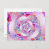 Cute Girly Pink Floral Vector Roos Briefkaart (Voorkant / Achterkant)