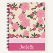 Cute Girly Pink Flower Pattern Personalised Notitieboek (Voorkant)