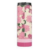 Cute Girly Pink Flower Pattern Personalised Thermosbeker (Achterkant)
