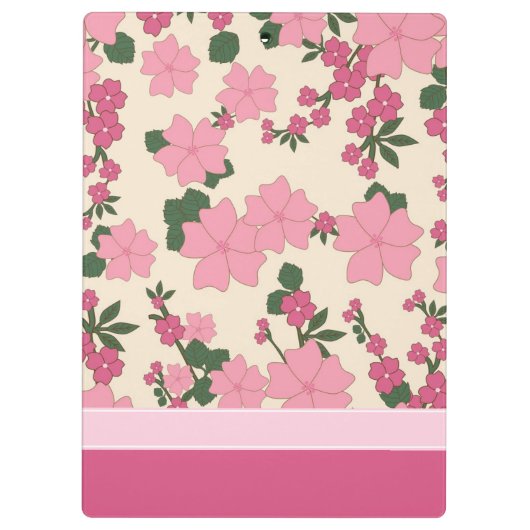 Cute Girly Pink Flower Pattern Personalized Klembord (Achterkant)
