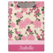 Cute Girly Pink Flower Pattern Personalized Klembord (Voorkant)