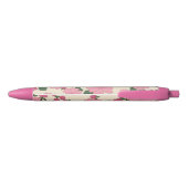 Cute Girly Pink Flower Pattern Zwarte Inkt Pen (Achterkant)