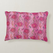 Cute & Girly Pink Flowers Striped Pattern Add Name Accent Kussen (Achterkant)