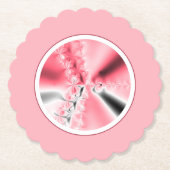 Cute Girly Pink Fractal Kartonnen Onderzetters (Voorkant)
