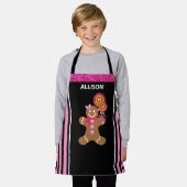 Cute Girly Pink Gingerbrood Girl Persoonlijke Kind Schort (Gedragen)