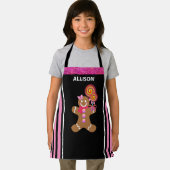 Cute Girly Pink Gingerbrood Girl Persoonlijke Kind Schort (Insitu)