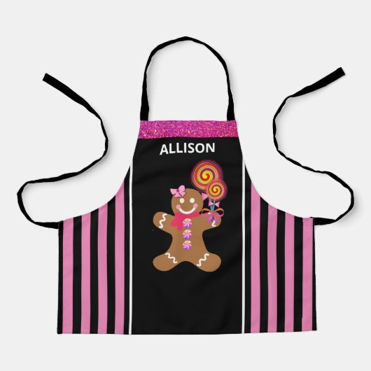 Cute Girly Pink Gingerbrood Girl Persoonlijke Kind Schort (Voorkant)