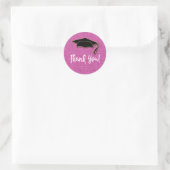 Cute Girly Pink Glitter Afstuderen Dank je wel Ronde Sticker (Tas)