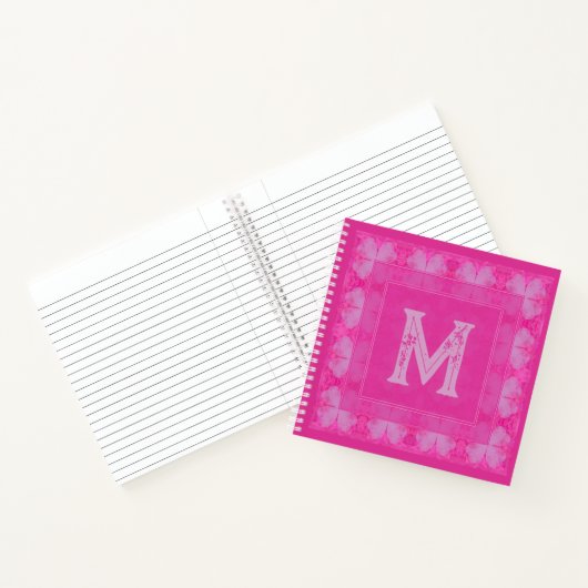 Cute Girly  Pink Glitter Monogram Notitieboek (Binnen)