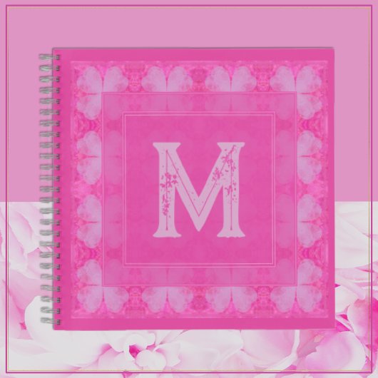 Cute Girly Pink Glitter Monogram Notitieboek
