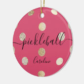 Cute Girly Pink Gold Pickleball Keramisch Ornament (Links)