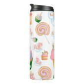 Cute Girly Pink Green Cupcake Unicorn Thermosbeker (Geroteerd rechts)