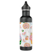 Cute Girly Pink Green Cupcake Unicorn Waterfles (Rechts)