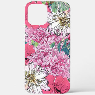 Cute Girly Pink & Green Floral Illustration Case-Mate iPhone Case