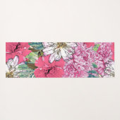 Cute Girly Pink & Green Floral Illustration Yogamat (Achterkant (horizontaal))
