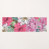 Cute Girly Pink & Green Floral Illustration Yogamat (Voorkant (horizontaal))