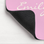 Cute Girly Pink Handgeschreven Script Name Custom Muismat (Hoek)