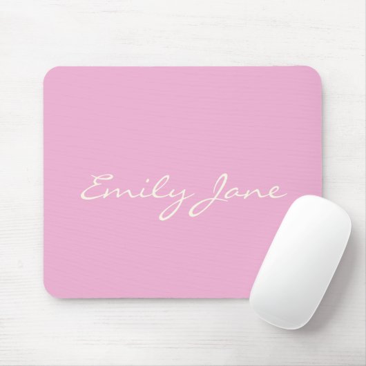 Cute Girly Pink Handgeschreven Script Name Custom Muismat (Met muis)
