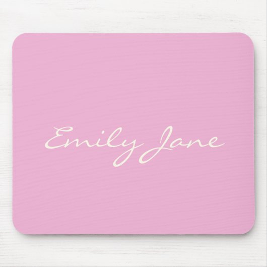 Cute Girly Pink Handgeschreven Script Name Custom Muismat (Voorkant)