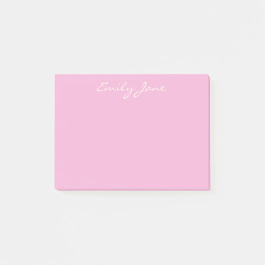Cute Girly Pink Handgeschreven Script Name Custom Post-it® Notes (Voorkant)