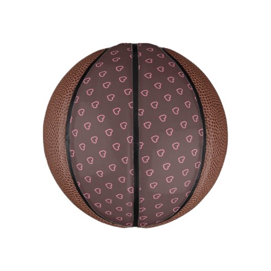 Cute Girly Pink Hearts Polka Dot Pattern Mini Basketbal (Verticaal)
