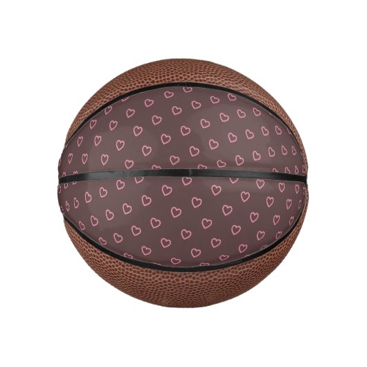 Cute Girly Pink Hearts Polka Dot Pattern Mini Basketbal (Voorkant)