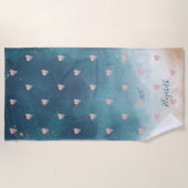 Cute Girly Pink Hearts Waterverf Paint Splash Strandlaken (Voorkant)