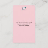 Cute Girly Pink Kawaii DENTAL ASSISTANT Corporate  Visitekaartje (Achterkant)