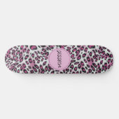 Cute Girly Pink Leopard Animal Print Douanenaam Persoonlijk Skateboard (Horizontaal)