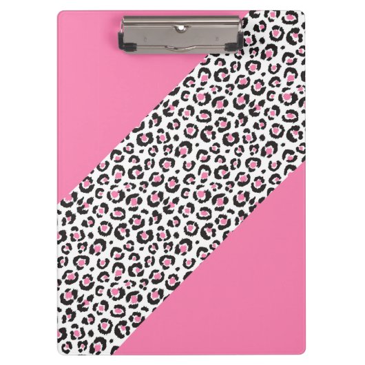 Cute Girly Pink Leopard Cheetah Stripe Klembord (Voorkant)