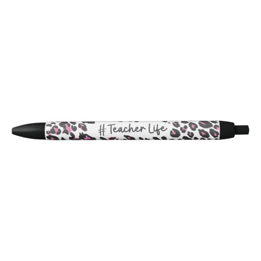 Cute Girly Pink Leopard Print Teacher Life Pen (Voorkant)