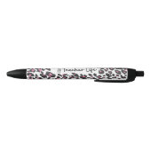 Cute Girly Pink Leopard Print Teacher Life Pen (Bodem)