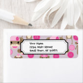 Cute Girly Pink Monkey Girl Pattern Collage Etiket (Insitu)