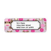 Cute Girly Pink Monkey Girl Pattern Collage Etiket (Voorkant)