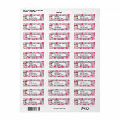 Cute Girly Pink Monkey Girl Pattern Collage Etiket (Full Sheet)