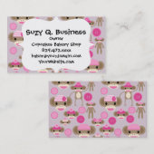 Cute Girly Pink Monkey Girl Pattern Collage Visitekaartje (Voorkant / Achterkant)