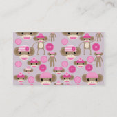 Cute Girly Pink Monkey Girl Pattern Collage Visitekaartje (Achterkant)