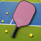 Cute Girly Pink Monogram Naam + Contactgegevens Pickleball Paddle