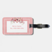 Cute Girly Pink Name Travel Bagagelabel (Achterkant horizontaal)