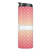 Cute Girly Pink Ombre Monogram Polka Dot Thermosbeker (Geroteerd rechts)
