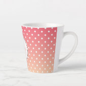 Cute Girly Pink Ombre Polka Dot Monogram Latte Mok (Rechts)