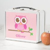 Cute Girly Pink Owl on Branch Girls Personalized (In situ)