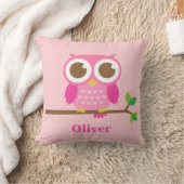 Cute Girly Pink Owl on Branch Girls Room Decor Kussen (Deken)