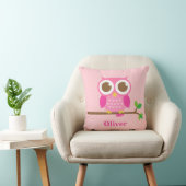 Cute Girly Pink Owl on Branch Girls Room Decor Kussen (Stoel)