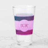 Cute Girly Pink Paars Polka Dot Banner Drink Glas (Achterkant)